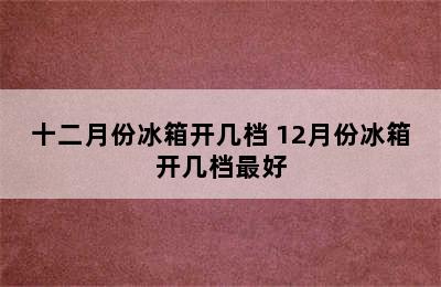 十二月份冰箱开几档 12月份冰箱开几档最好